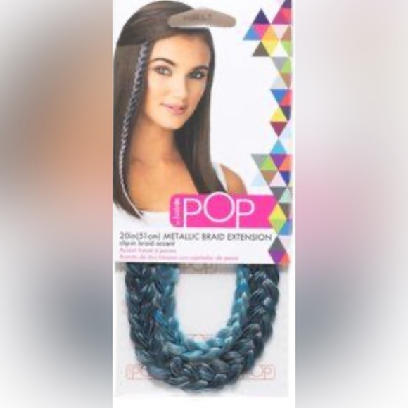 Pop by Hairdo 20” Teal Hair Extension Metallic Clip In Braid Extension Gift NEW - Picture 10 of 15